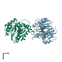 PDB entry 3i4a coloured by chain, top view.
