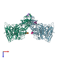 PDB entry 3i6s coloured by chain, top view.