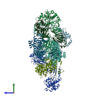 PDB entry 3i6w coloured by chain, side view.