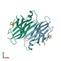 PDB entry 3i9a coloured by chain, front view.