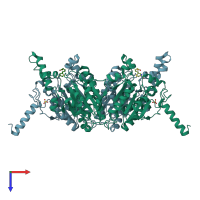 PDB entry 3ib9 coloured by chain, top view.