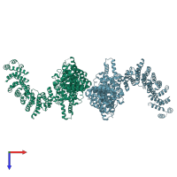 PDB entry 3ibv coloured by chain, top view.