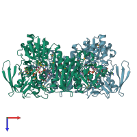 PDB entry 3icr coloured by chain, top view.