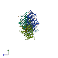 PDB entry 3ifc coloured by chain, side view.
