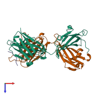 PDB entry 3ifn coloured by chain, top view.