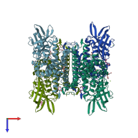 PDB entry 3ii9 coloured by chain, top view.