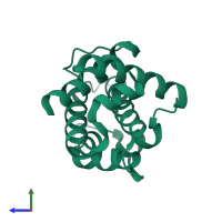 PDB entry 3iih coloured by chain, side view.