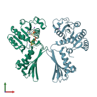 PDB entry 3ijp coloured by chain, front view.