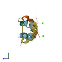 PDB entry 3ilg coloured by chain, side view.