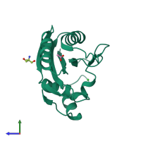 PDB entry 3ili coloured by chain, side view.