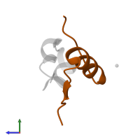 Insulin B chain in PDB entry 3ins, assembly 1, side view.