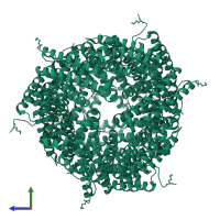 Ferritin/DPS protein domain-containing protein in PDB entry 3iq1, assembly 1, side view.