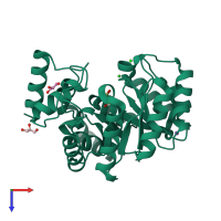 PDB entry 3ird coloured by chain, top view.