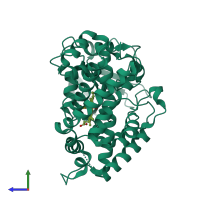 PDB entry 3ivy coloured by chain, side view.