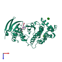 PDB entry 3iw5 coloured by chain, top view.