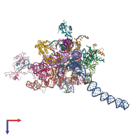 PDB entry 3j0l coloured by chain, top view.