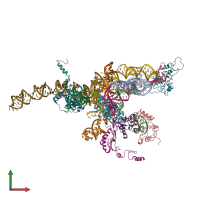 PDB entry 3j0q coloured by chain, front view.