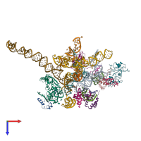 PDB entry 3j0q coloured by chain, top view.