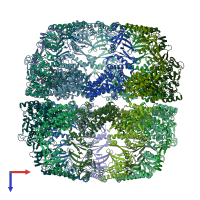 PDB entry 3j1c coloured by chain, top view.