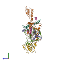 PDB entry 3j1o coloured by chain, side view.