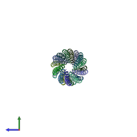 PDB entry 3j1r coloured by chain, side view.