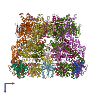 PDB entry 3j3r coloured by chain, top view.