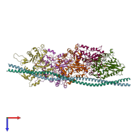 PDB entry 3j8a coloured by chain, top view.