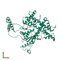PDB entry 3j9e coloured by chain, front view.