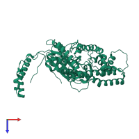 PDB entry 3j9e coloured by chain, top view.