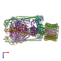 PDB entry 3j9u coloured by chain, top view.