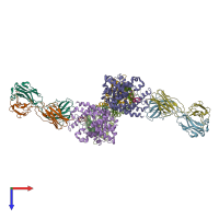 PDB entry 3jbq coloured by chain, top view.