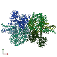 PDB entry 3jcz coloured by chain, front view.