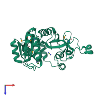 PDB entry 3jtj coloured by chain, top view.