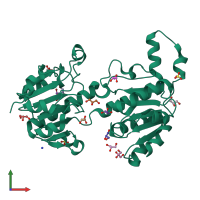 PDB entry 3jtm coloured by chain, front view.