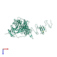 PDB entry 3ju4 coloured by chain, top view.