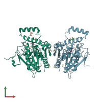 PDB entry 3jw8 coloured by chain, front view.