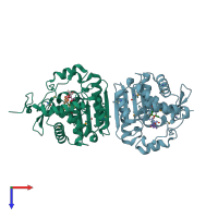 PDB entry 3jw8 coloured by chain, top view.