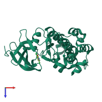 Monomeric assembly 1 of PDB entry 3jya coloured by chemically distinct molecules, top view.