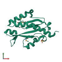 PDB entry 3jyz coloured by chain, front view.