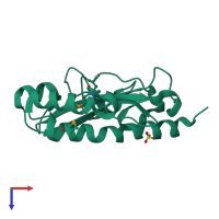 PDB entry 3jyz coloured by chain, top view.