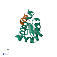 PDB entry 3jzr coloured by chain, side view.