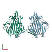 PDB entry 3k25 coloured by chain, front view.