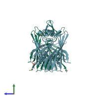 PDB entry 3k25 coloured by chain, side view.