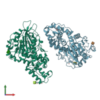 PDB entry 3k4p coloured by chain, front view.