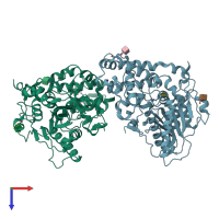 PDB entry 3k4p coloured by chain, top view.