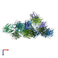PDB entry 3k55 coloured by chain, top view.