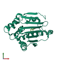 Monomeric assembly 2 of PDB entry 3k99 coloured by chemically distinct molecules, front view.