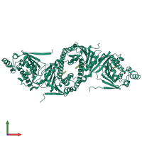 Homo tetrameric assembly 5 of PDB entry 3k99 coloured by chemically distinct molecules, front view.