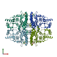 PDB entry 3kc0 coloured by chain, front view.