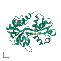 PDB entry 3kfm coloured by chain, front view.